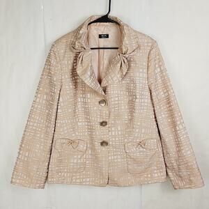 Basler pink satin jacquard dress blazer jacket Size 44 EU/ 12 US Old Money Retro